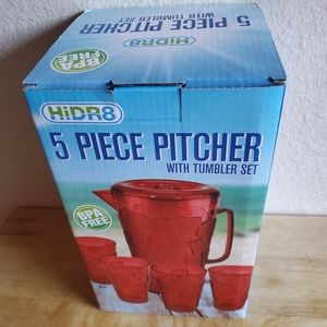 5 Piece Pitcher 62oz & 4 Tumblers 8.6oz Set BPA FREE